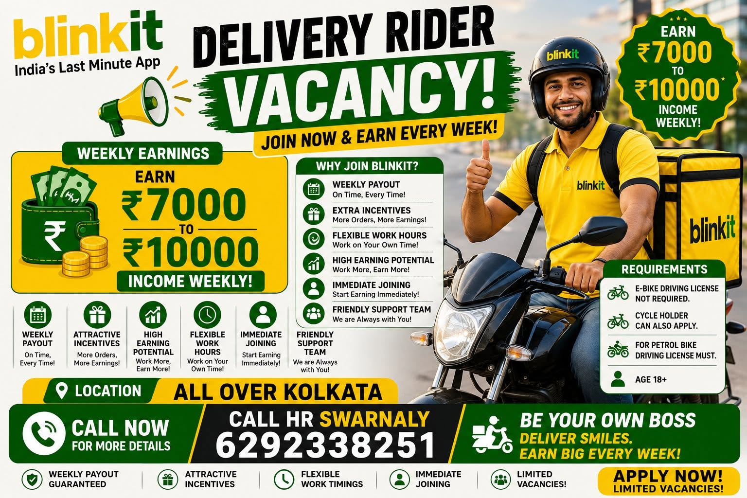 Delivery Rider – Blinkit hiring poster