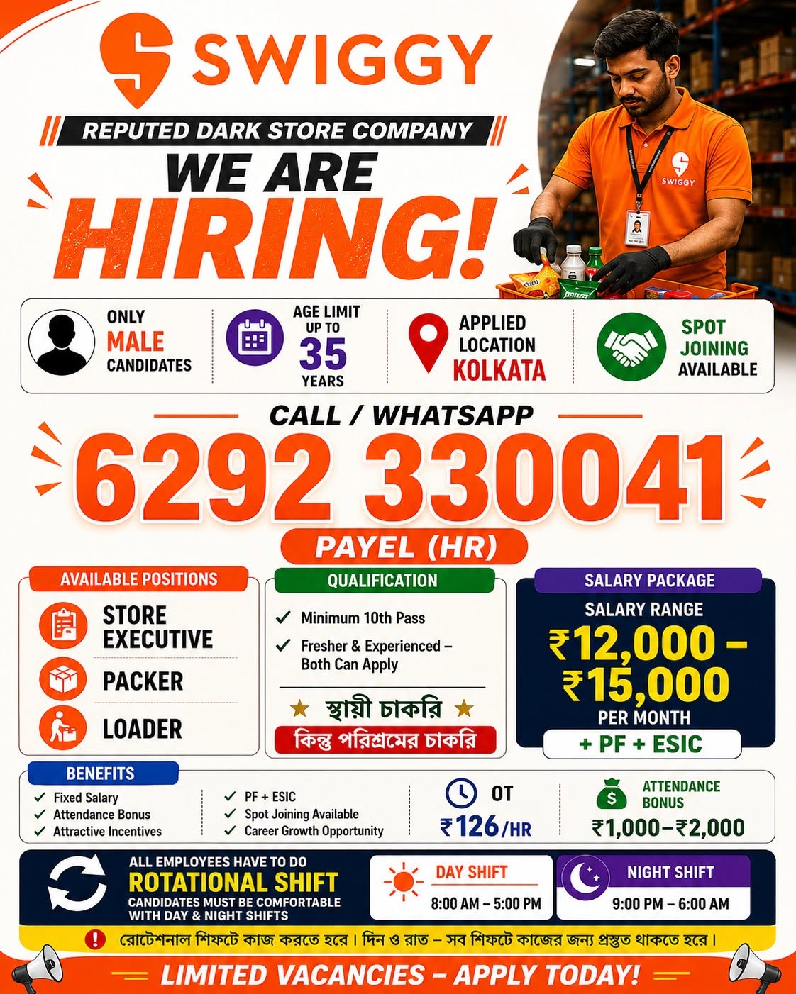 Store Executive / Packer / Loader – Swiggy Dark Store hiring poster